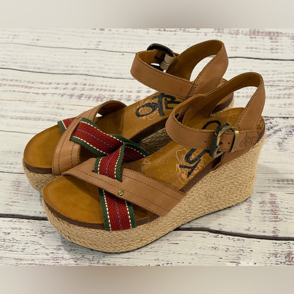 OTBT Shoes - OTBT Sandals Womens 7.5 Top Sail Espadrilles Wedge Brown Leather Beach Hippie